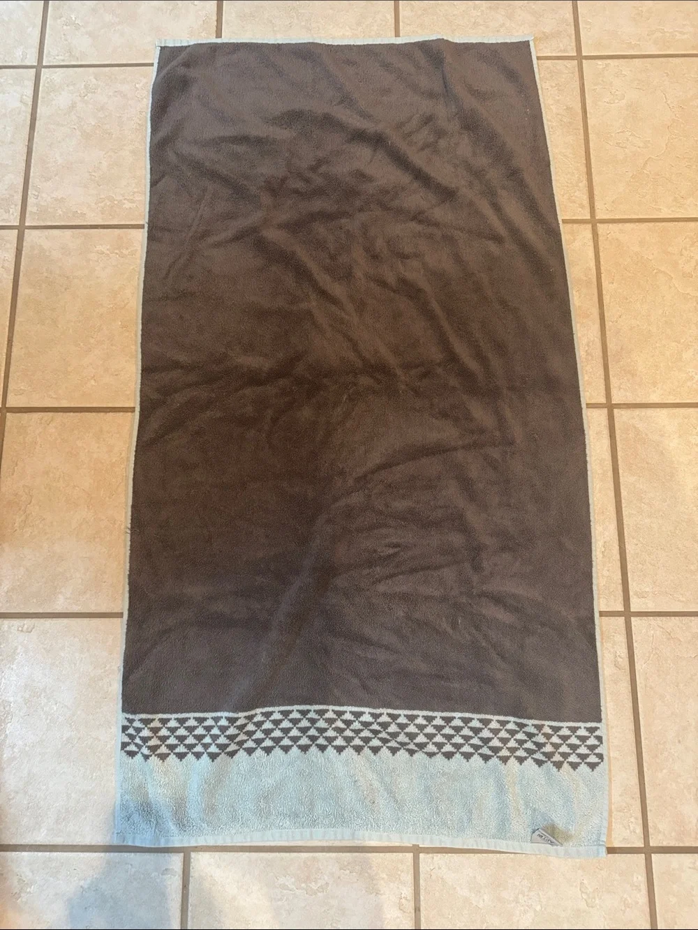 Apt. 9 Light Teal Or Green and Brown Cotton Bath Towels with Geometric Border 5